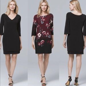WHBM Reversible Floral/Solid V-neck Shift Dress